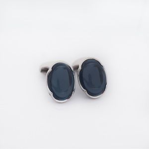Tacori 925 Silver Hematite Retro Classic Oval Cabochon Cuff Links